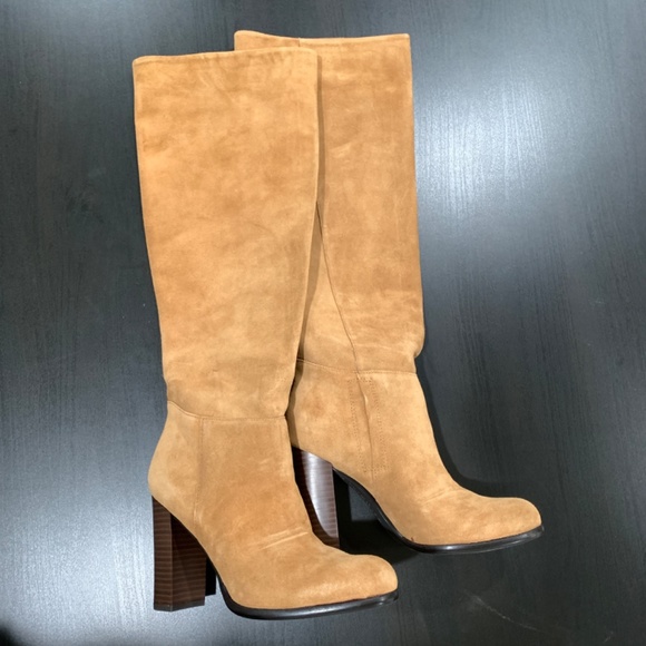 .NEW Sam Edelman Victoria Tall Suede Boot Golden Caramel Brown 0871 - Picture 2 of 8